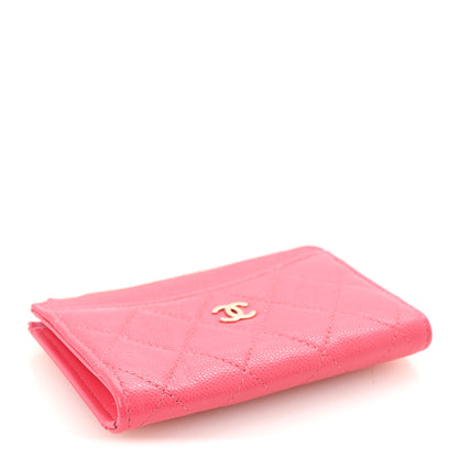 Chanel Caviar Quilted CC Zip Around Card Holder Pink 4 of 7