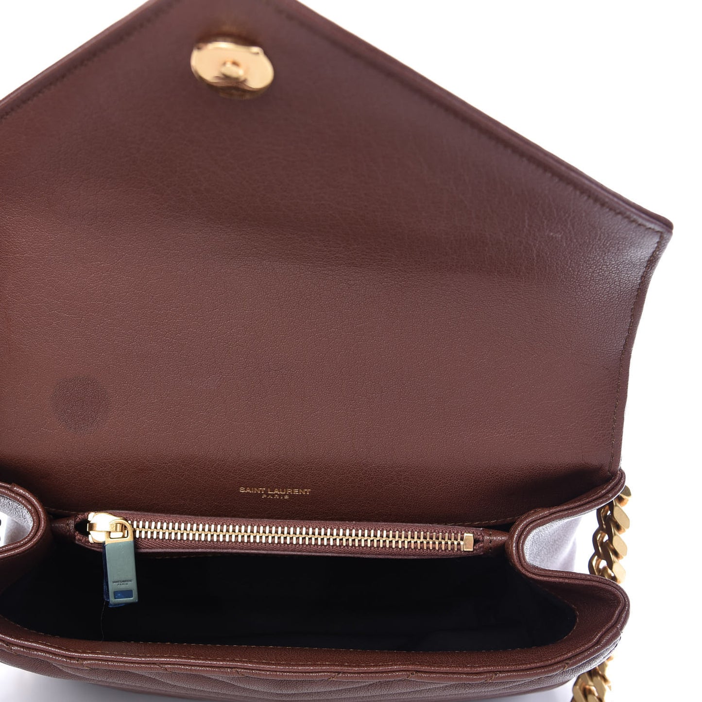 Lambskin Matelasse Chevron Monogram Medium College Bag Old Brandy