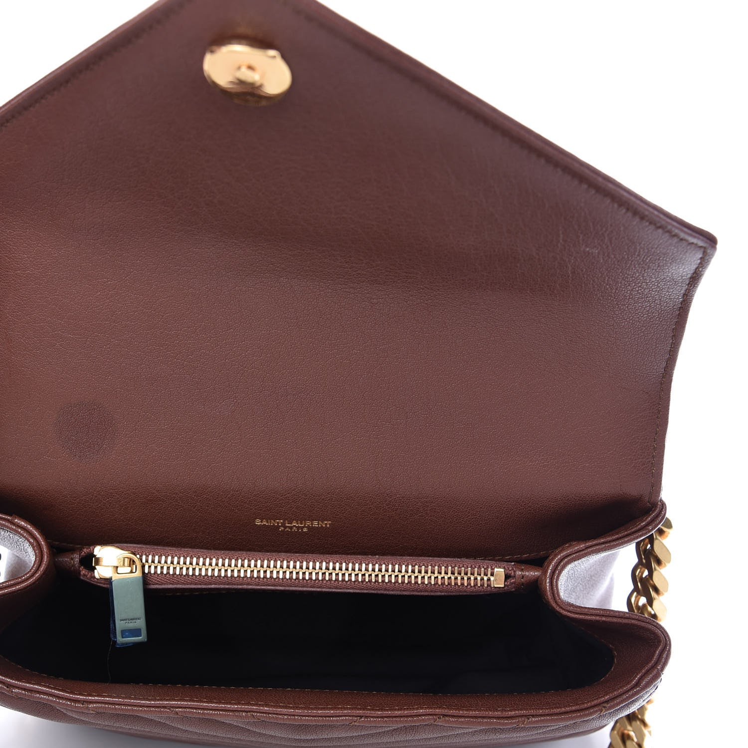 Saint Laurent Lambskin Matelasse Chevron Monogram Medium College Bag Old Brandy 5 of 9