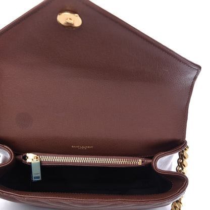 Saint Laurent Lambskin Matelasse Chevron Monogram Medium College Bag Old Brandy 5 of 9