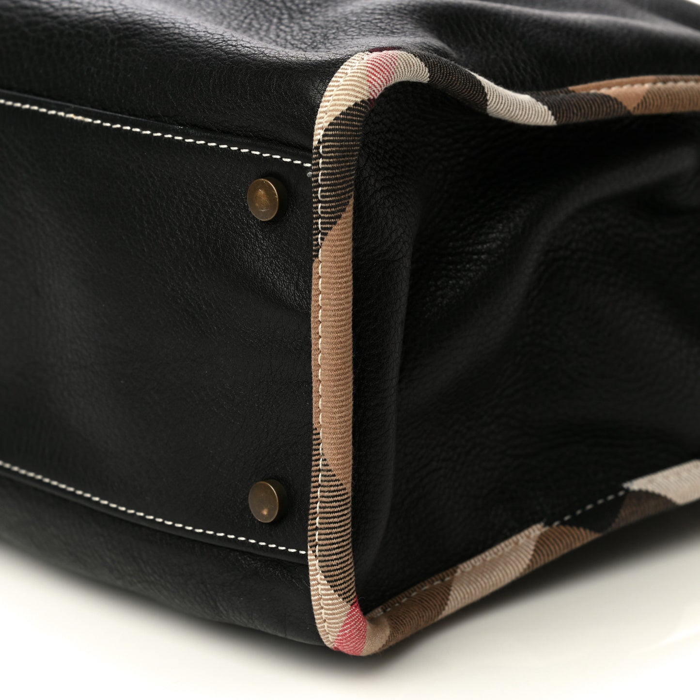 Grainy Calfskin Nova Check Tote Black