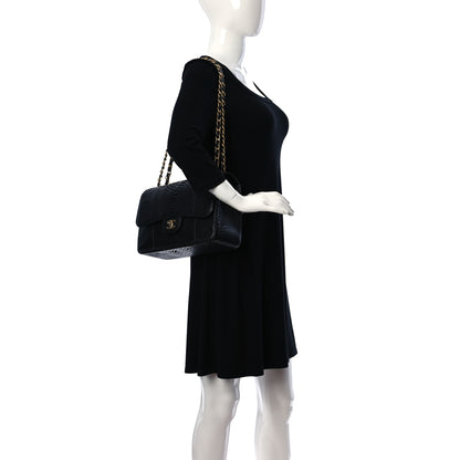 Chanel Snakeskin Jumbo Double Flap Black 3 of 14