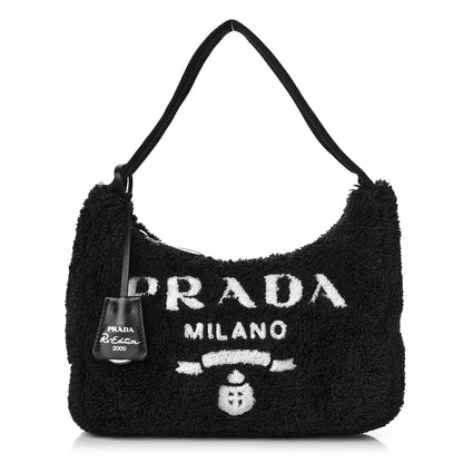 Prada Terry Cloth Mini Re-Edition 2000 Bag Black White 1 of 10