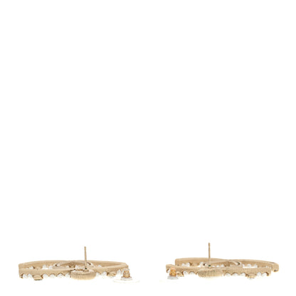 Chanel Metal Crystal Pearl CC Drop Earrings Gold 3 of 4