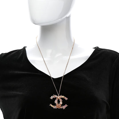 Chanel Resin Crystal CC Marquise Drop Necklace Rose Gold Violet 2 of 7