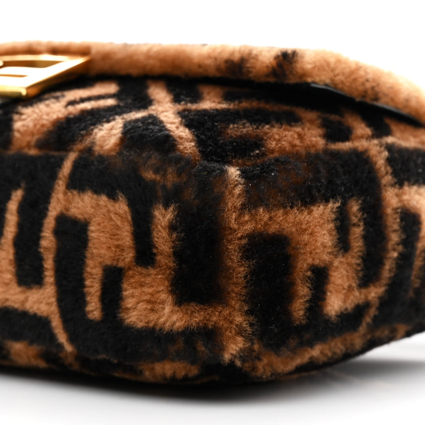 Shearling Vitello Dolce Macro FF 1974 Baguette Tobacco Black