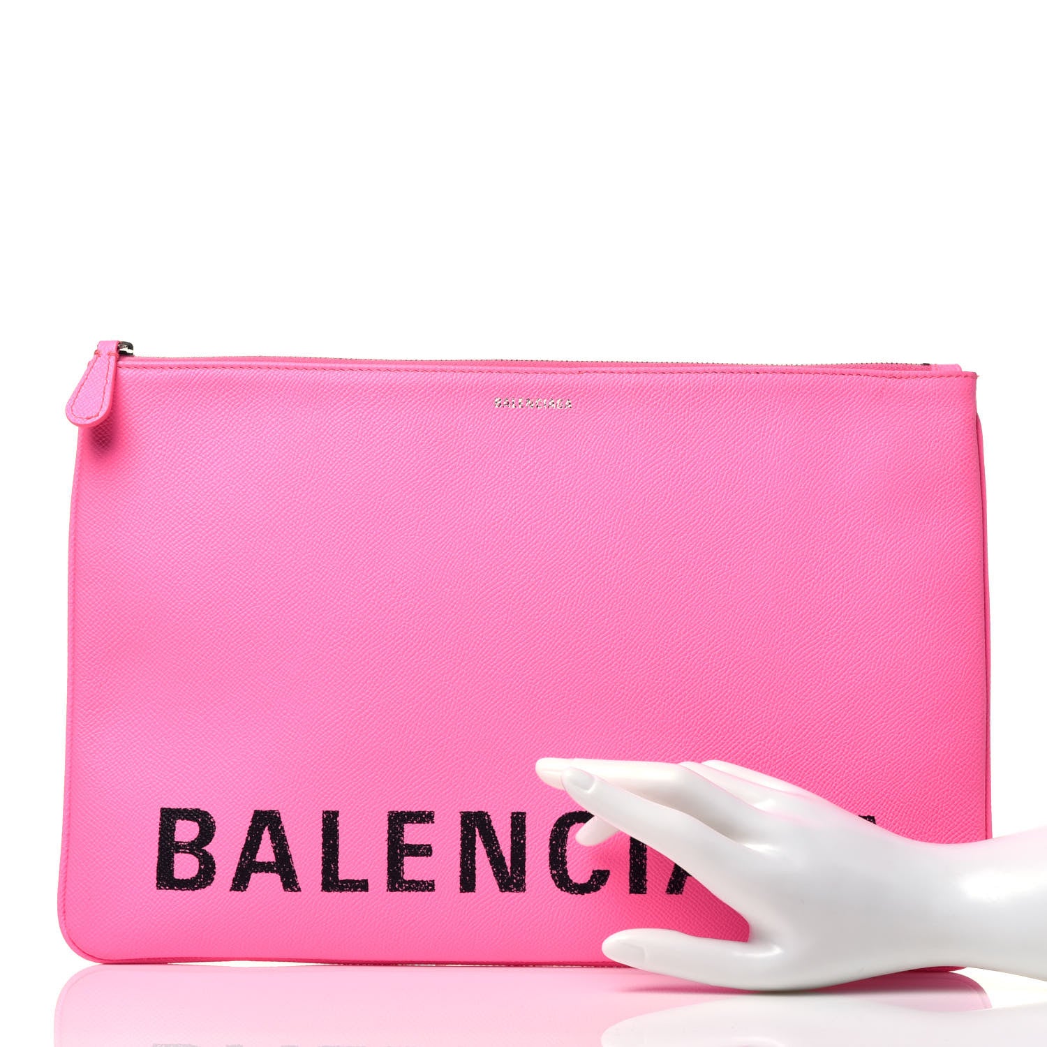 Balenciaga Calfskin Logo Large Zip Pouch Acid Pink 2 of 7