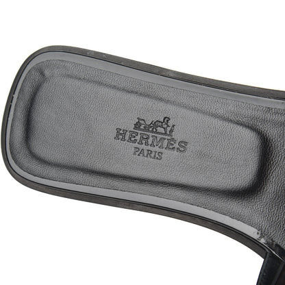 Hermes Patent Oran Sandals 37 Black 6 of 13