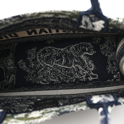 Christian Dior Canvas Embroidered Medium Toile De Jouy Reverse Book Tote Blue Green 5 of 11