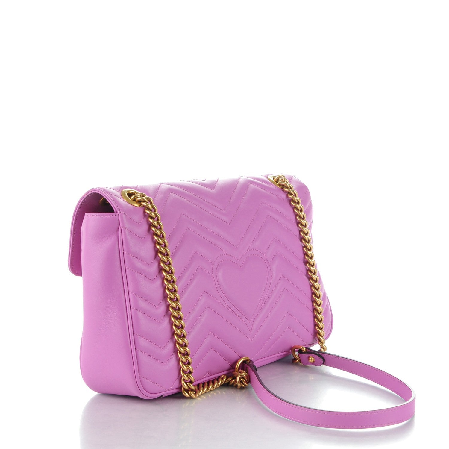Gucci Calfskin Matelasse Medium GG Marmont Shoulder Bag Candy Mousse 3 of 7