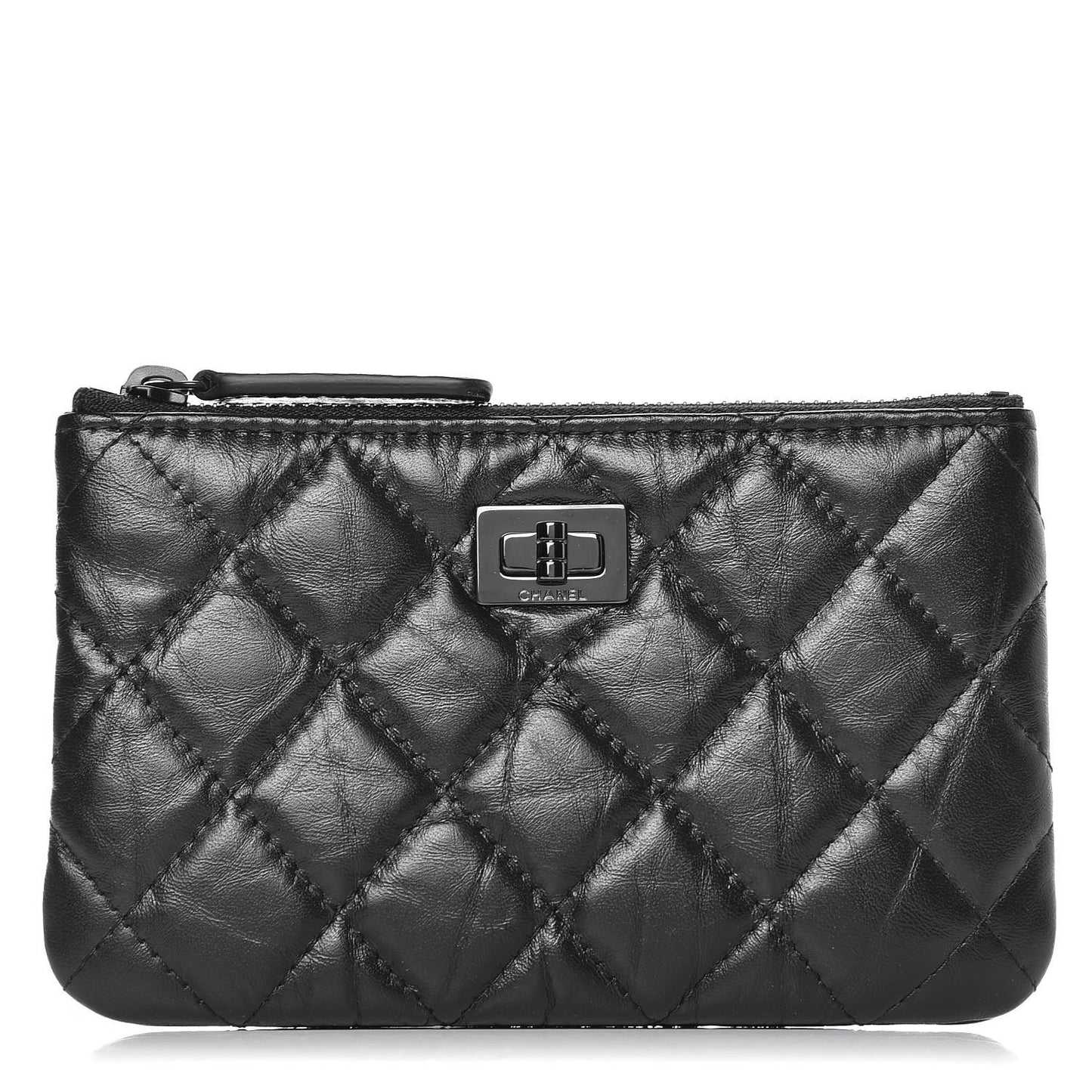 Aged Calfskin Quilted Small Reissue Cosmetic Case So Black