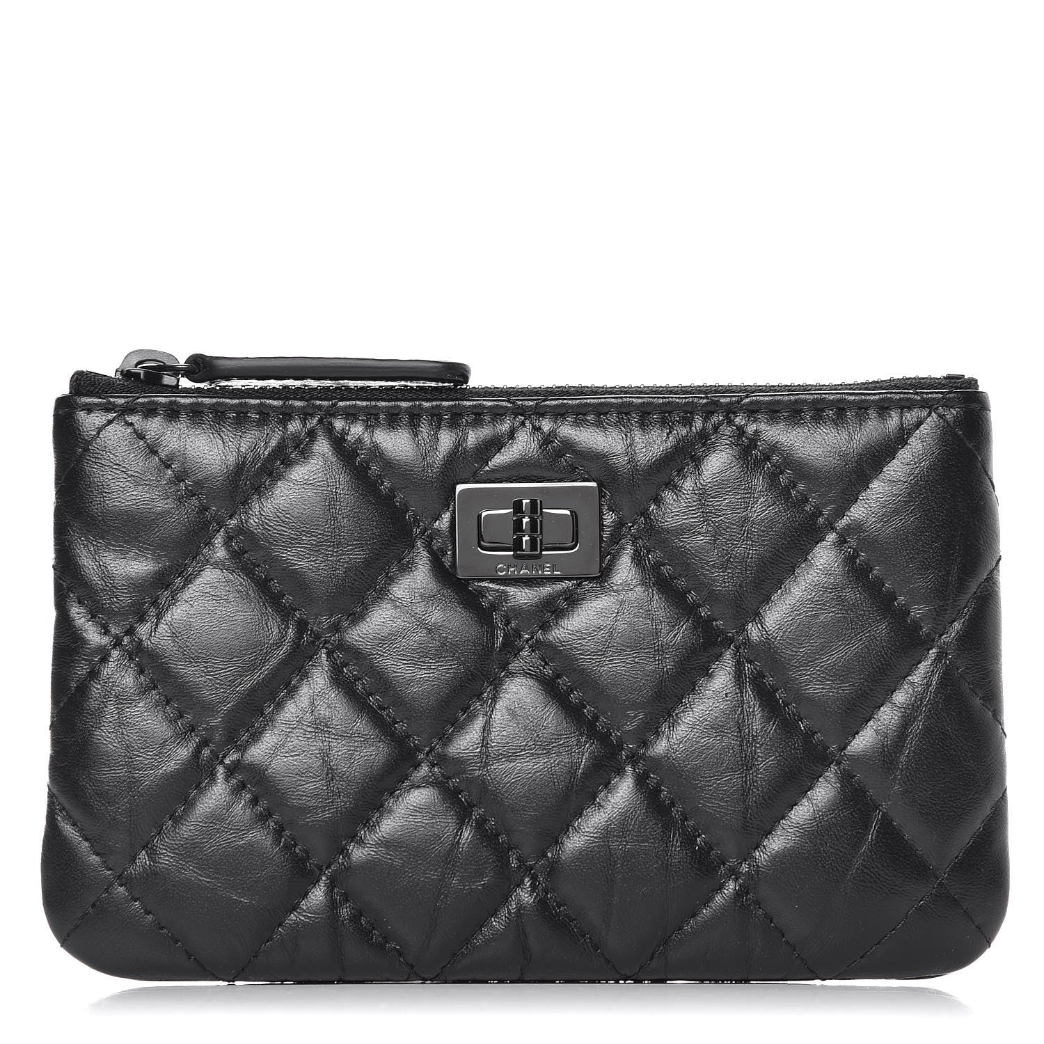 Chanel Aged Calfskin Quilted Small Reissue Cosmetic Case So Black 1 of 8