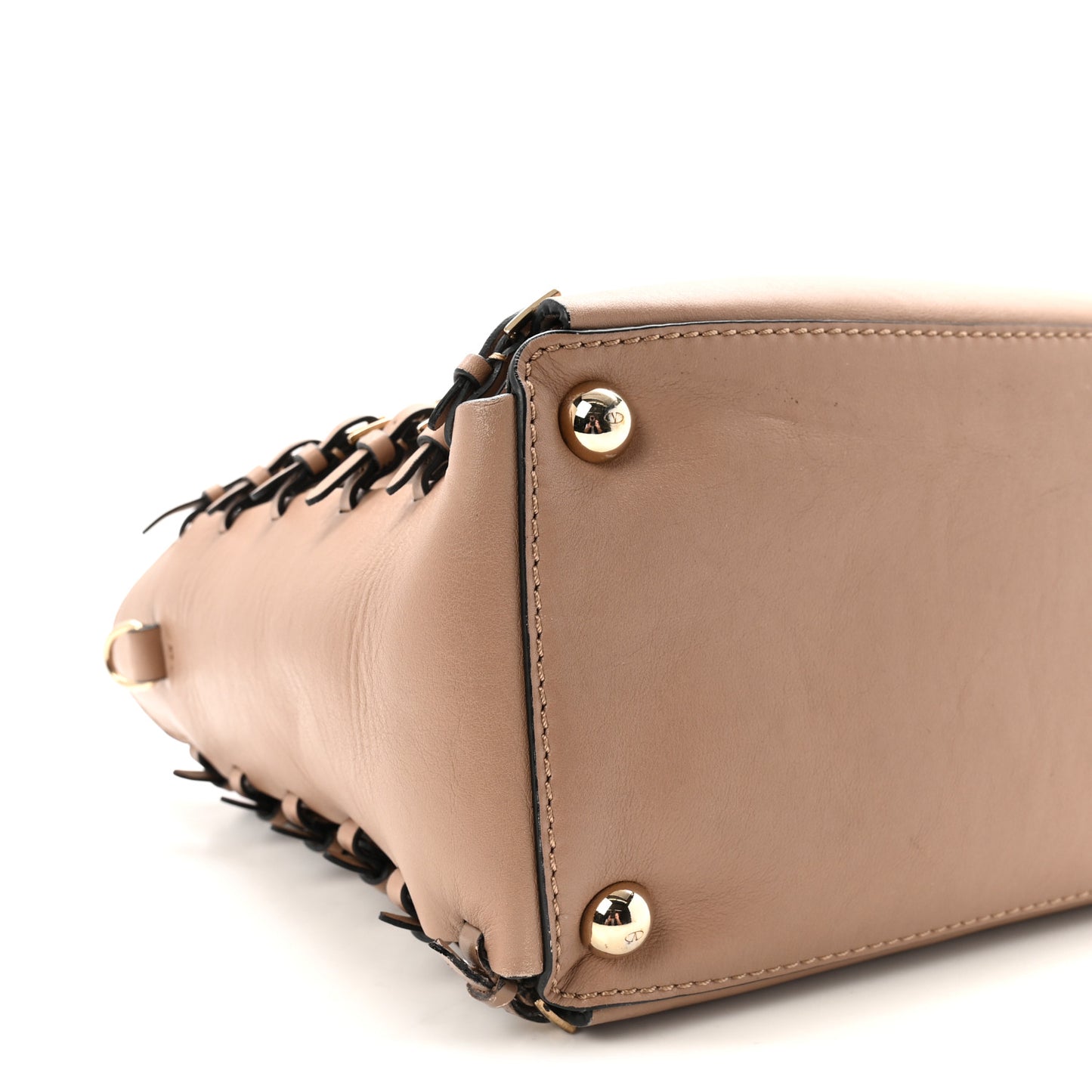 Vitello Buckle Trimmed Top Handle Satchel Poudre