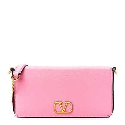 Valentino Garavani Grainy Calfskin Vlogo Pouch With Chain Candy Rose 1 of 10