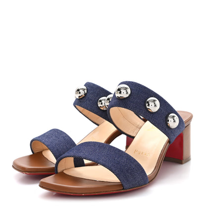 Christian Louboutin Denim Studded Simple Billie 55 Sandal 36.5 Blue 4 of 9