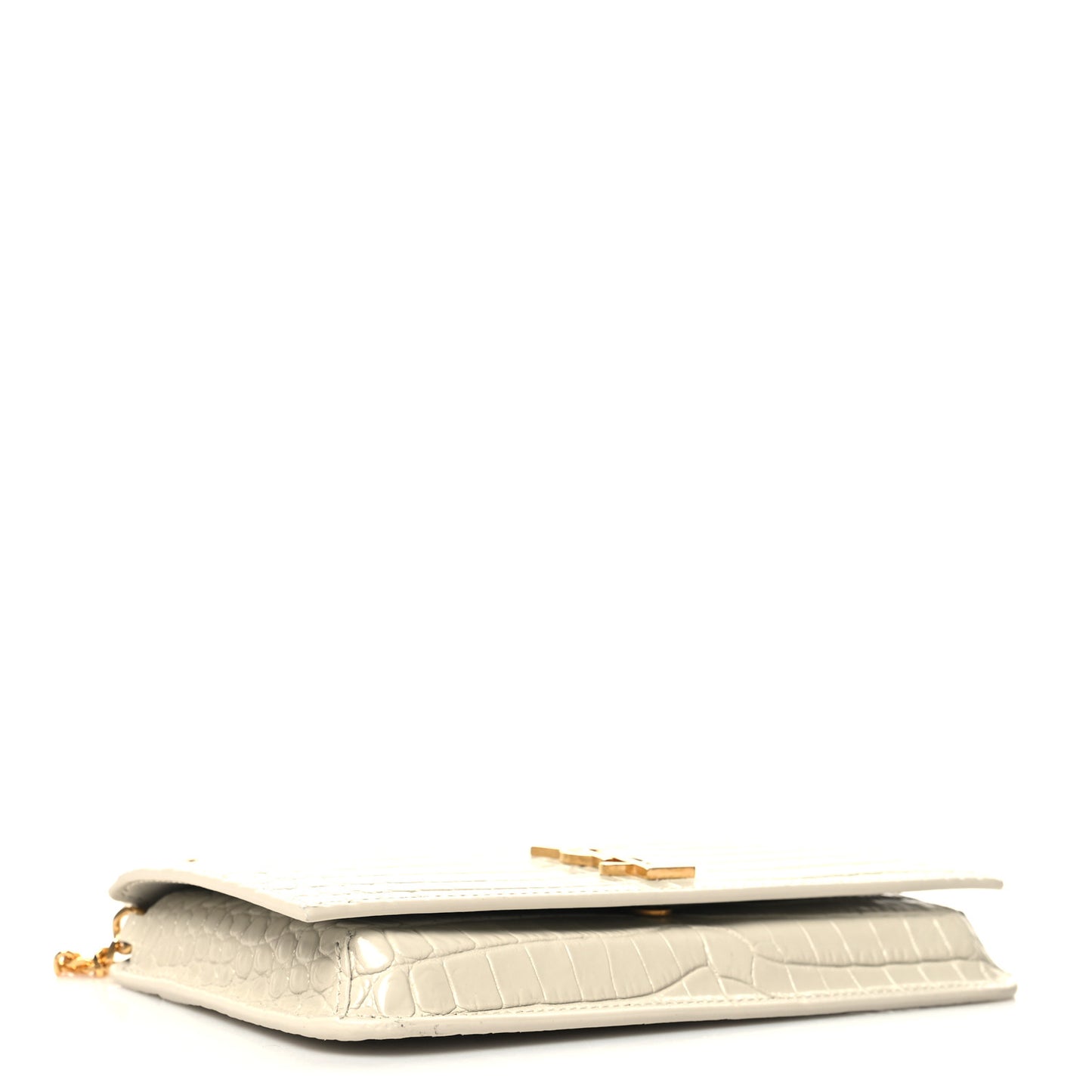Crocodile Embossed Monogram Phone Holder Crossbody Blanc Vintage