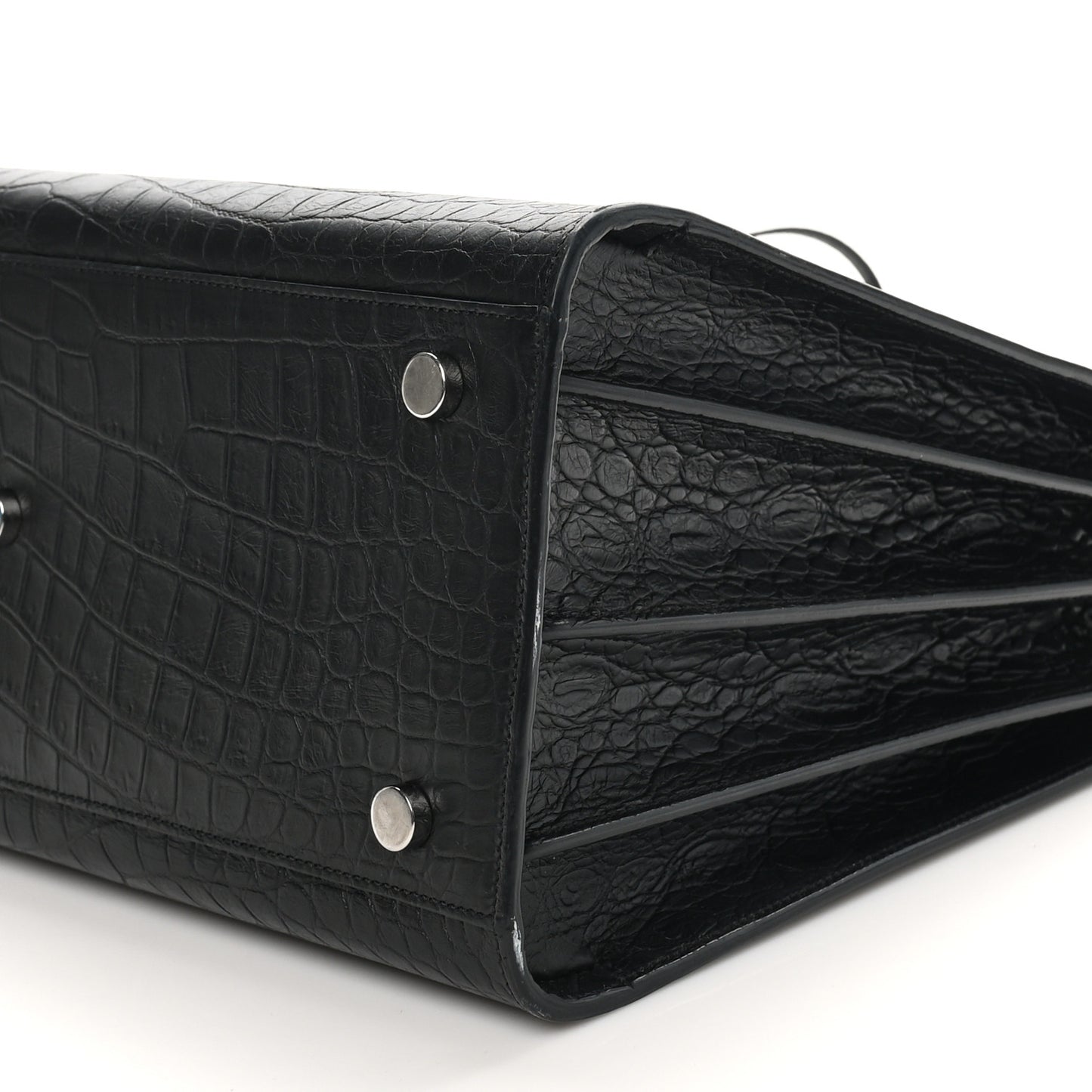 Calfskin Crocodile Embossed Small Sac de Jour Black