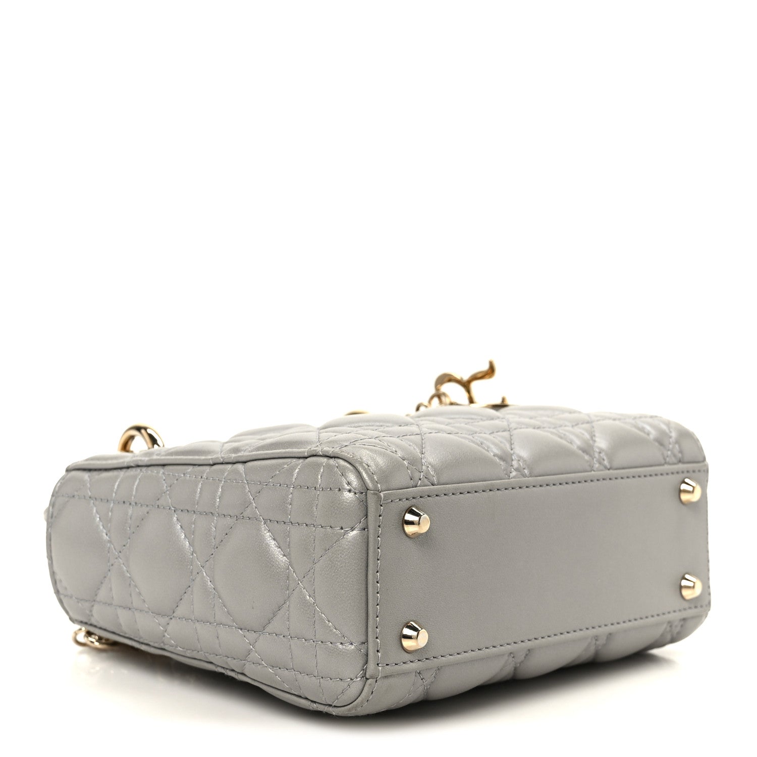 Christian Dior Lambskin Cannage Mini Lady Dior Gray Opaline 4 of 10