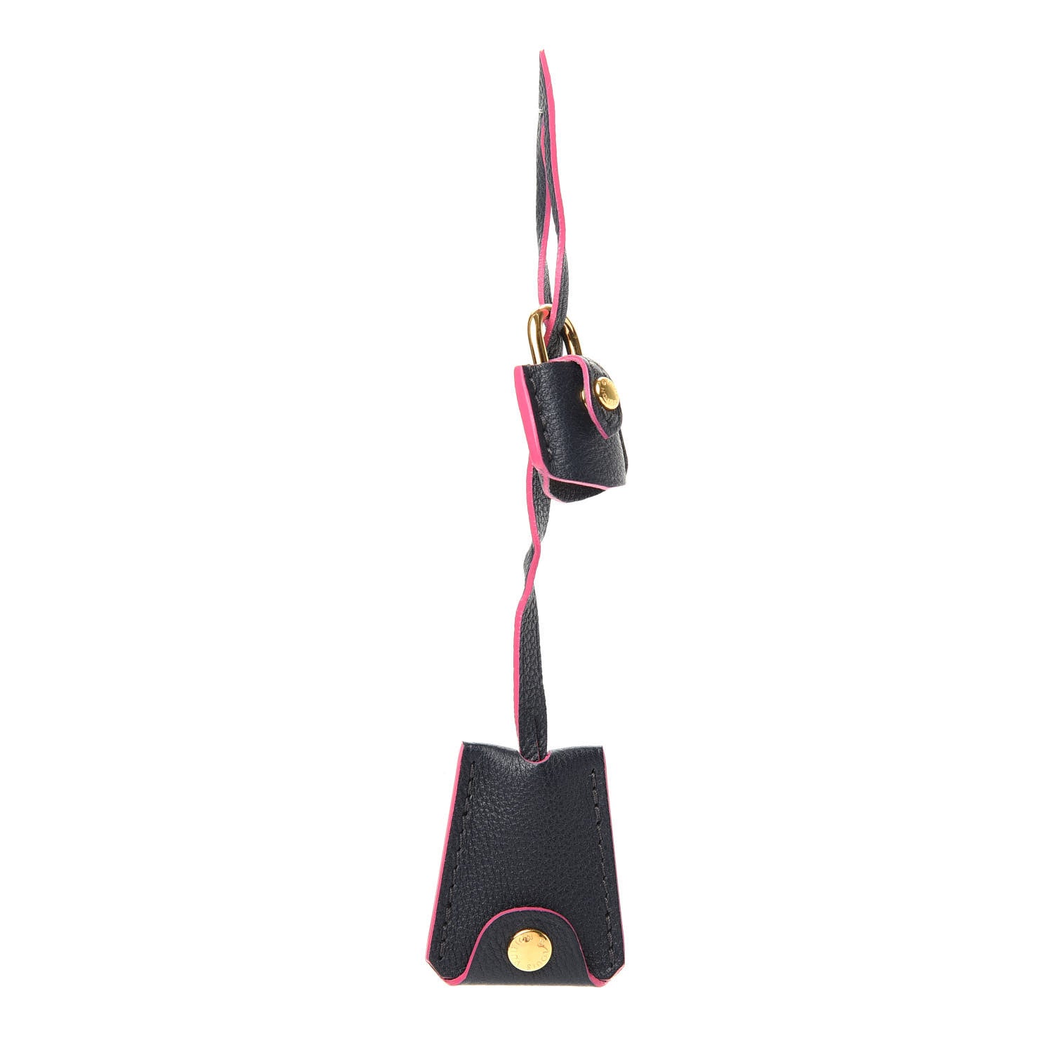 Louis Vuitton Taurillon Clochette Key Bell Holder and Lock Set Cobalt Fuchsia 1 of 3
