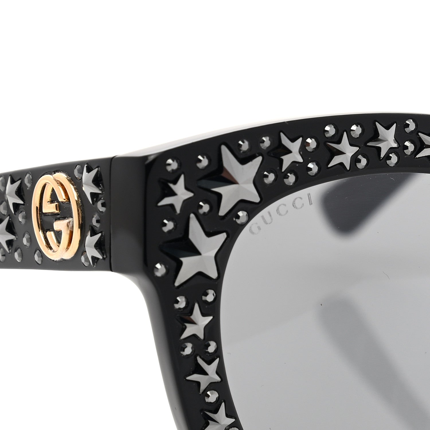 Gucci Acetate Stars Cat Eye Sunglasses GG0116S Black 8 of 9