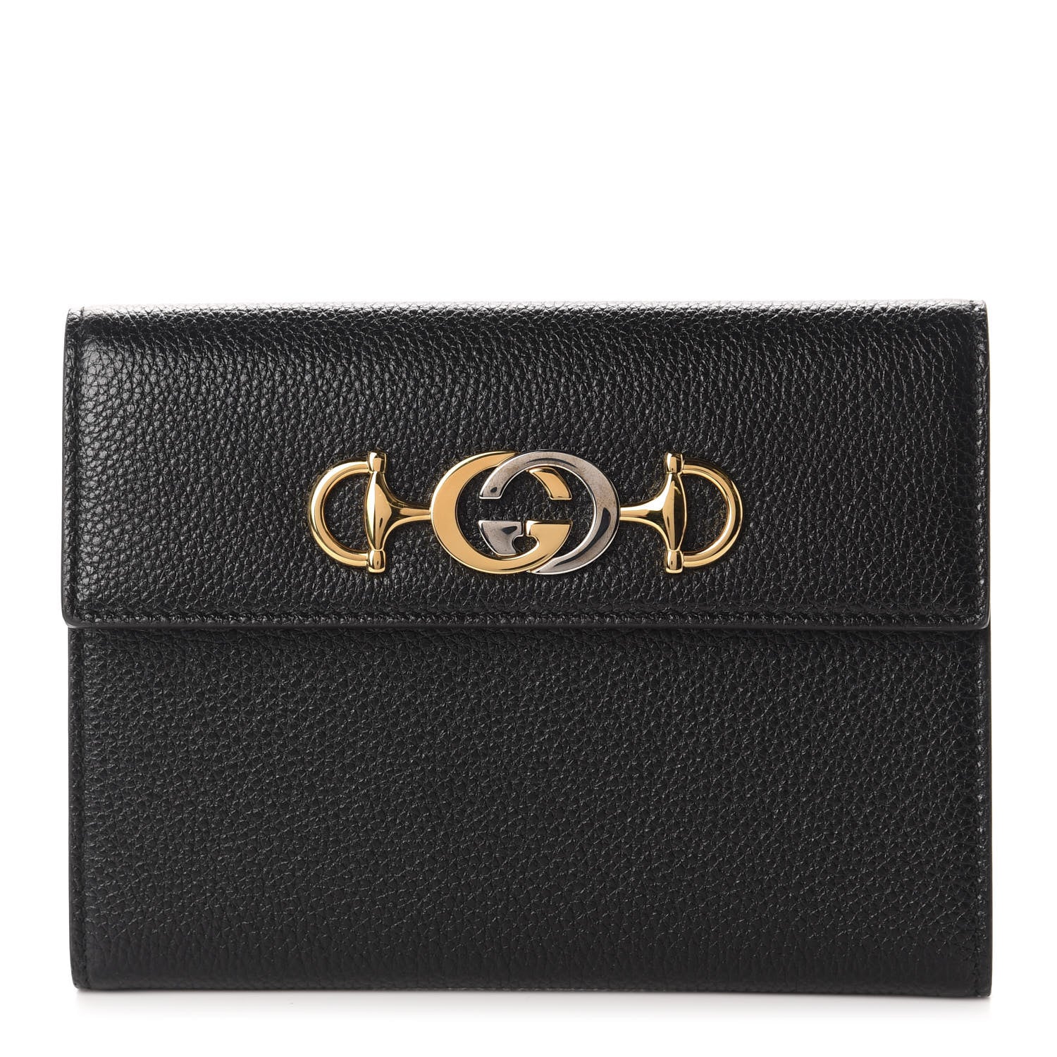 Gucci Grainy Calfskin Zumi Flap Card Case Black 1 of 8