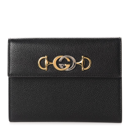 Gucci Grainy Calfskin Zumi Flap Card Case Black 1 of 8