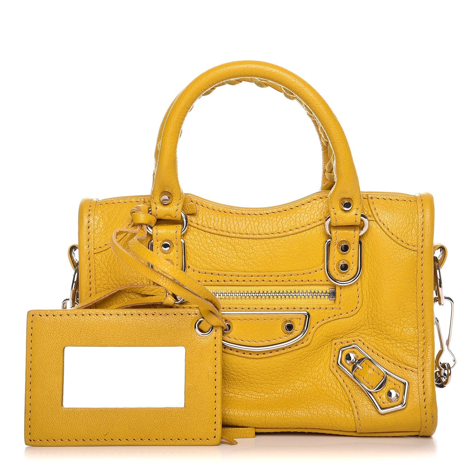 Balenciaga Chevre Silver Metallic Edge Hardware Nano City Jaune Epi 1 of 9
