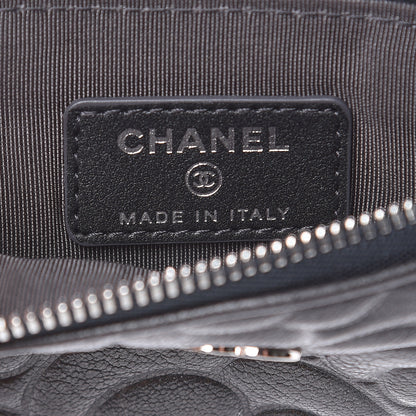 Chanel Goatskin Camellia Embossed Cosmetic Pouch Anthracite 6 of 8