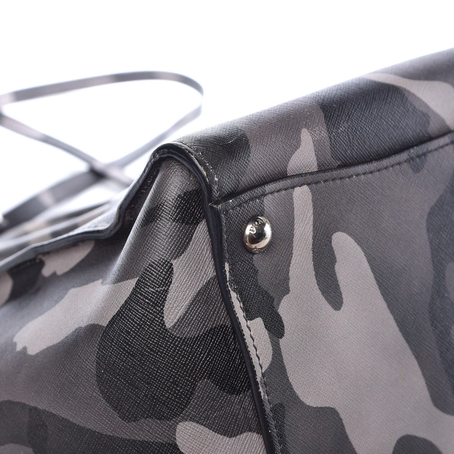 Saffiano Soft Camouflage Print Small Twin Pocket Tote Marmo Dis Camouflage