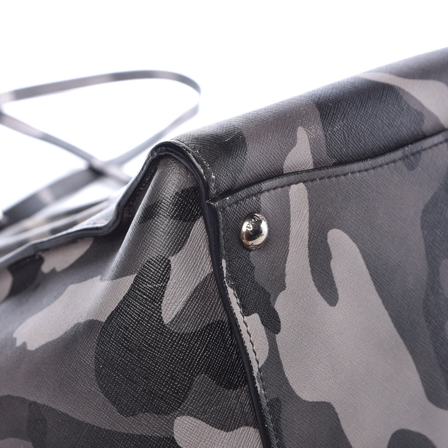 Prada Saffiano Soft Camouflage Print Small Twin Pocket Tote Marmo Dis Camouflage 16 of 19