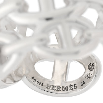 Hermes Sterling Silver GM Chaine d'ncre Enchainee Band Ring 58 8.25 4 of 5