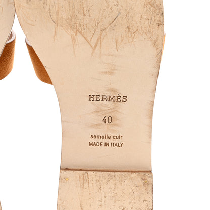 Hermes Suede Goatskin Oran Sandals 40 Naturel 6 of 9