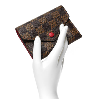 Louis Vuitton Damier Ebene Victorine Wallet Red 2 of 9