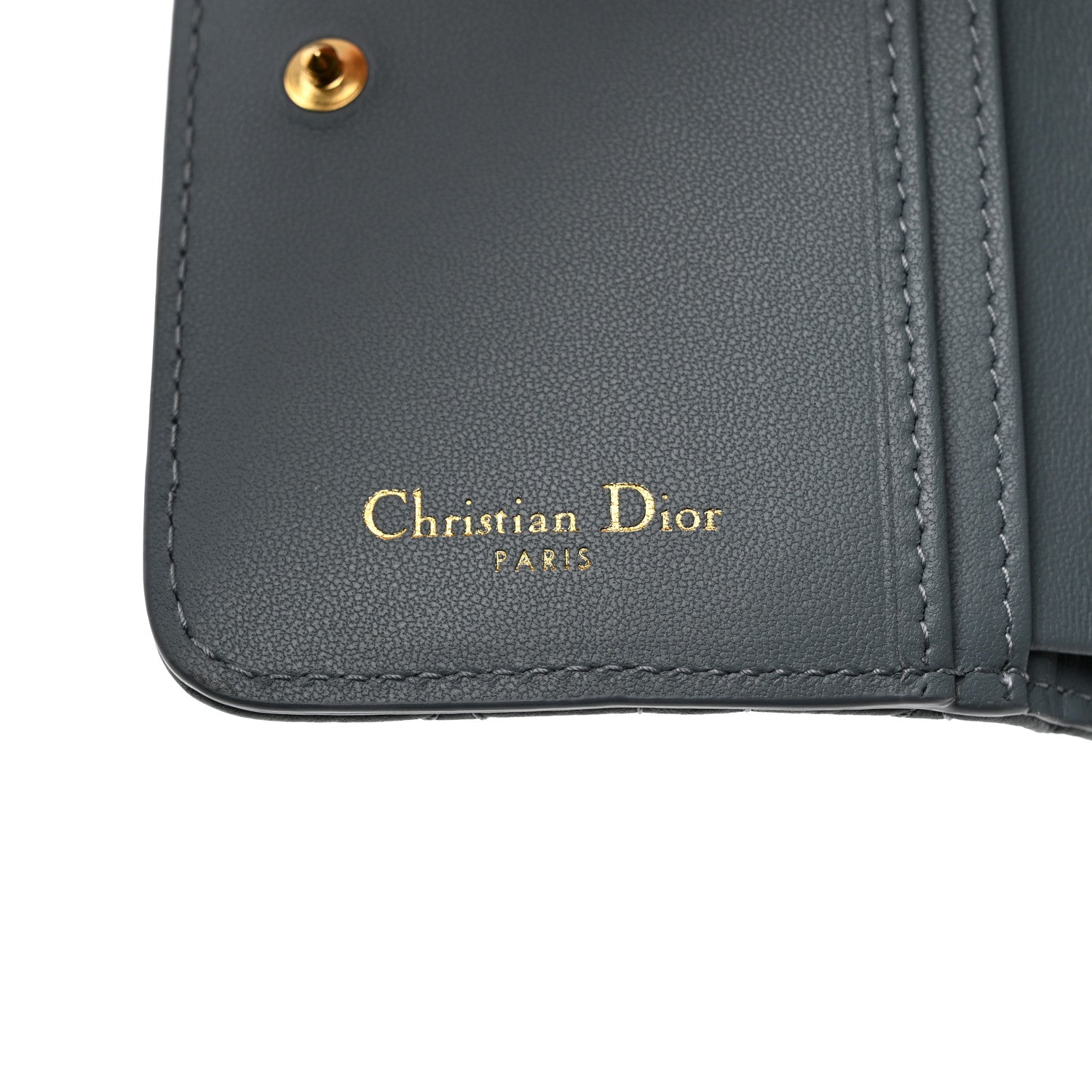 Christian Dior Grained Calfskin Supple Cannage Caro Scarlet Zipped Wallet Cloud Blue 7 of 10