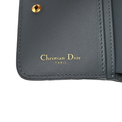 Christian Dior Grained Calfskin Supple Cannage Caro Scarlet Zipped Wallet Cloud Blue 7 of 10