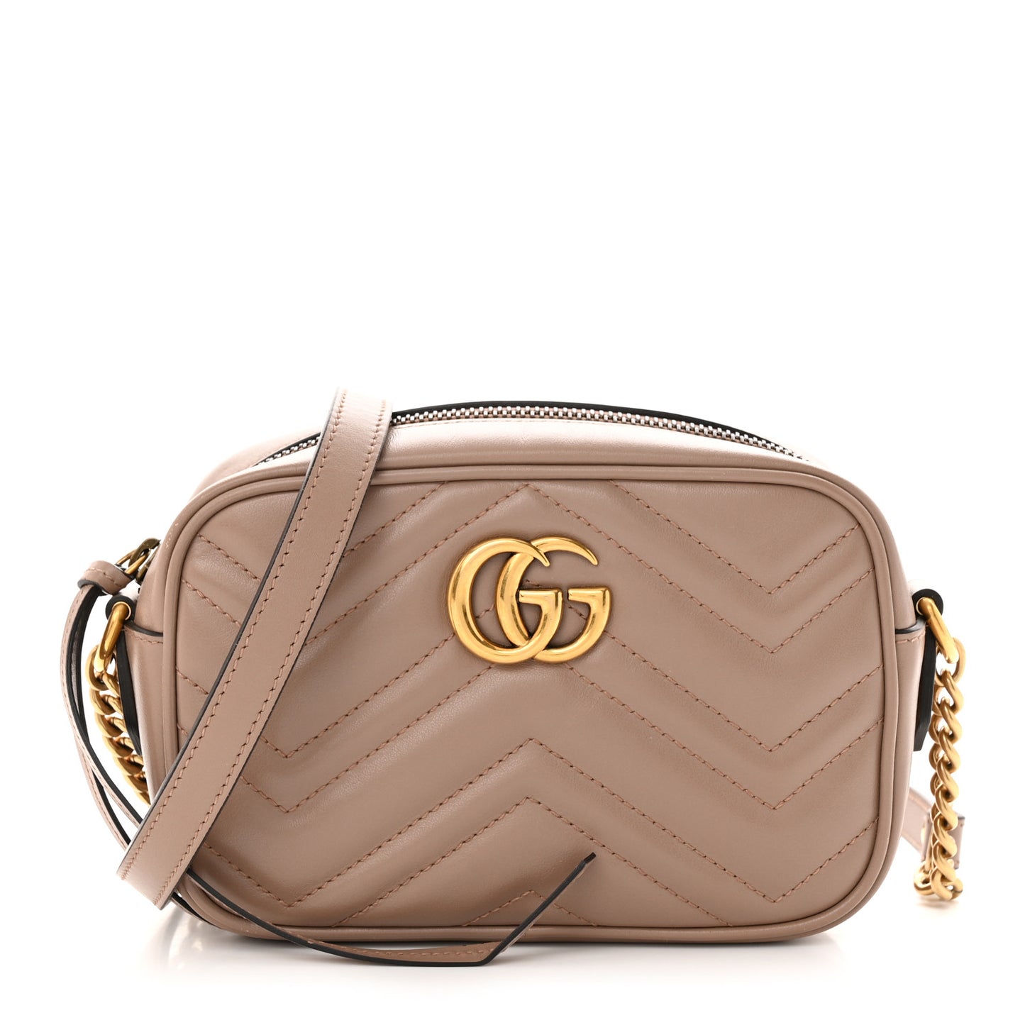 Calfskin Matelasse Mini GG Marmont Chain Shoulder Bag Porcelain Rose
