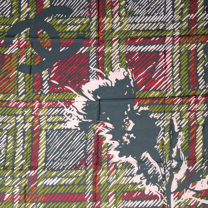 Chanel Silk CC Thistle Square Scarf 1 of 5