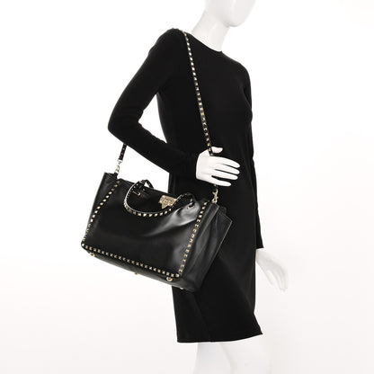 Valentino Garavani Vitello Medium Rockstud Tote Black 2 of 6