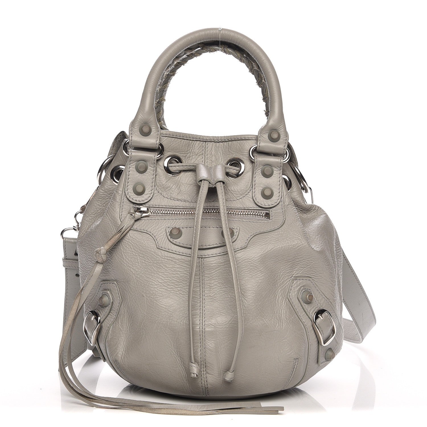 Balenciaga Matte Goatskin Rubber Covered Classic Hardware Mini Pompon Gris Glace 1 of 8
