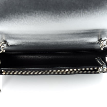 Saint Laurent Metallic Grain De Poudre Kate Monogram Tassel Chain Wallet Silver 5 of 10