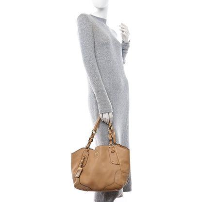 Prada Vitello Daino Studded Hobo Sabbia 2 of 15