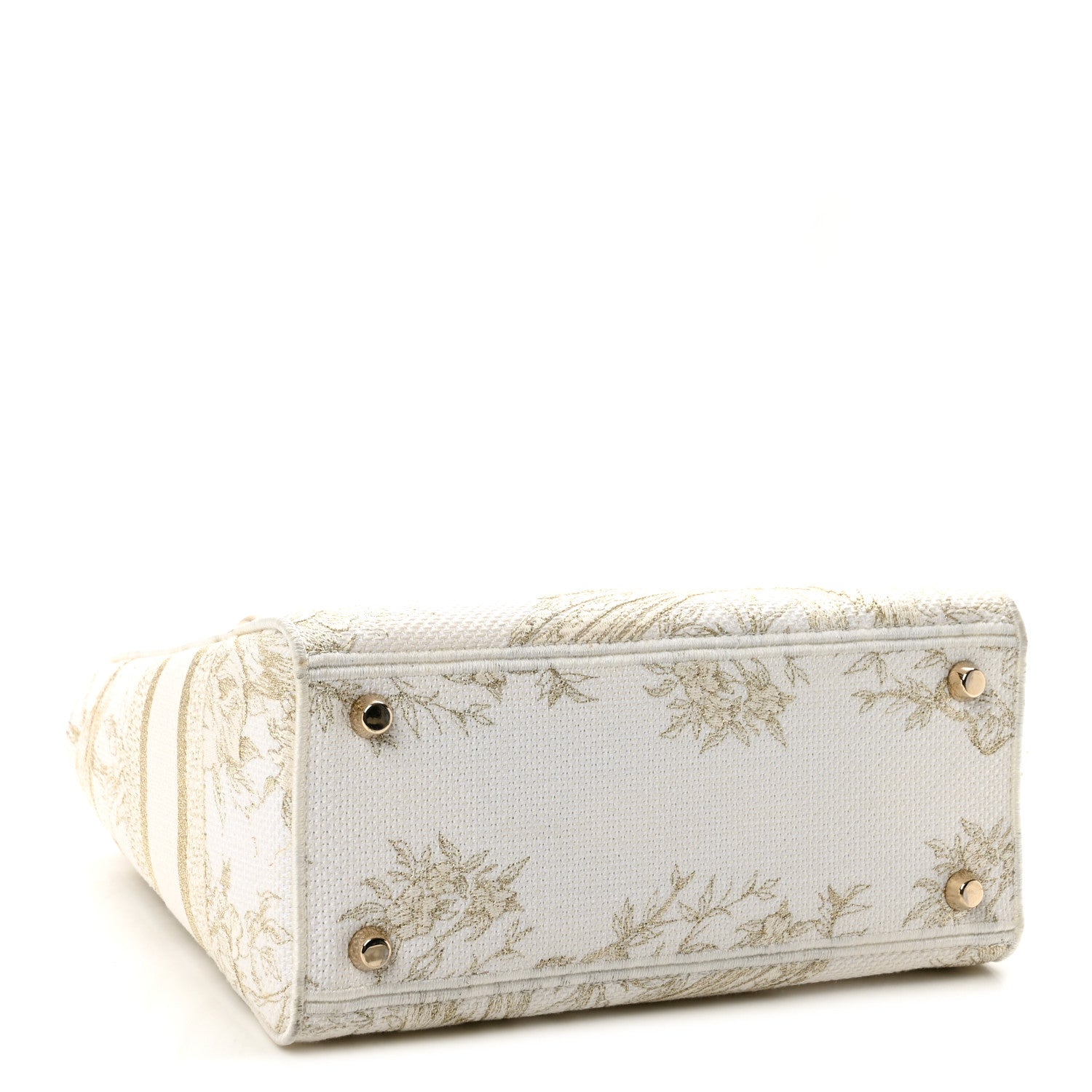 Christian Dior Canvas Embroidered Jardin D'Hiver Medium Lady D-Lite White Gold 4 of 12