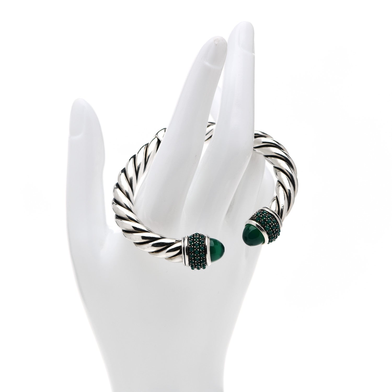 David Yurman Sterling Silver Green Onyx Osetra Bracelet 2 of 4