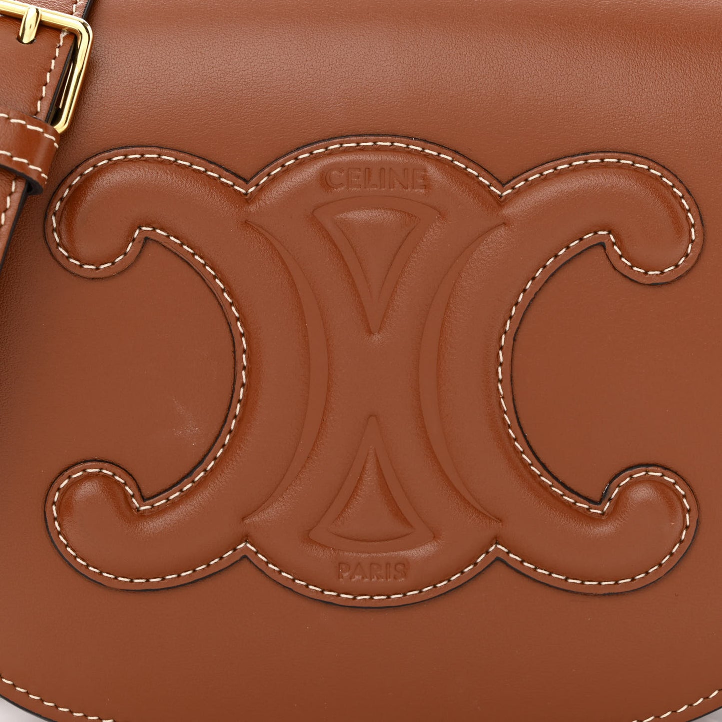 Smooth Calfskin Cuir Triomphe Folco Crossbody Bag Tan