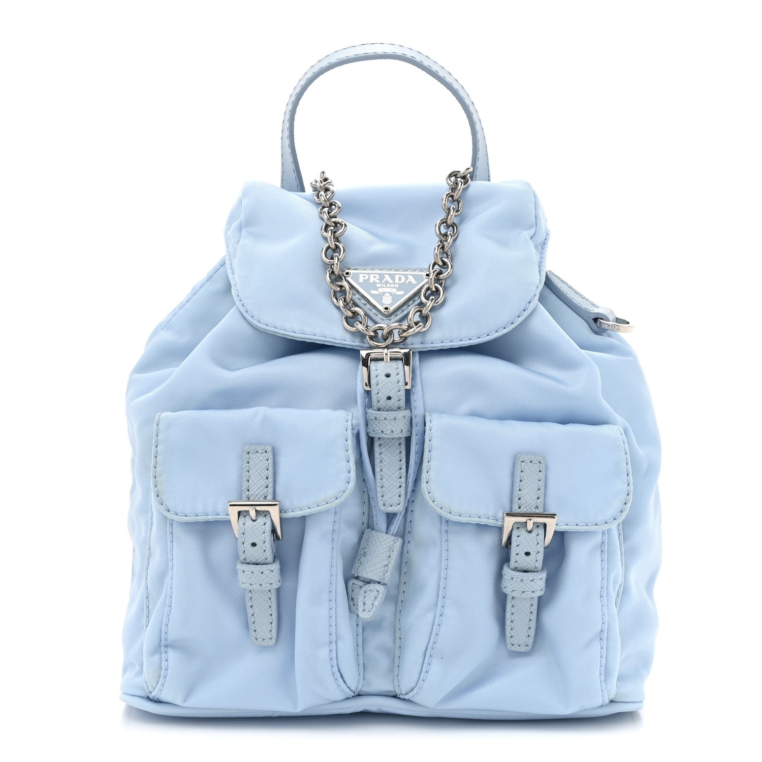 Prada Nylon Vela Mini Crossbody Backpack Light Blue 1 of 11
