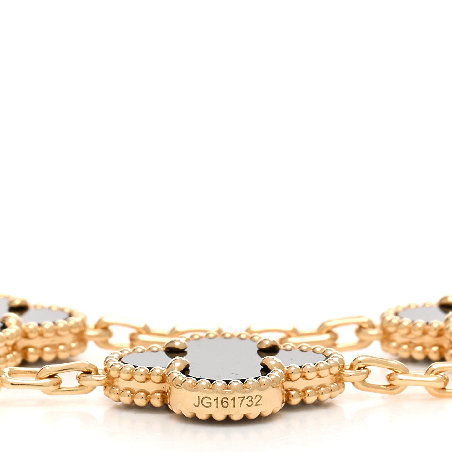 18K Yellow Gold Black Onyx 5 Motifs Vintage Alhambra Bracelet