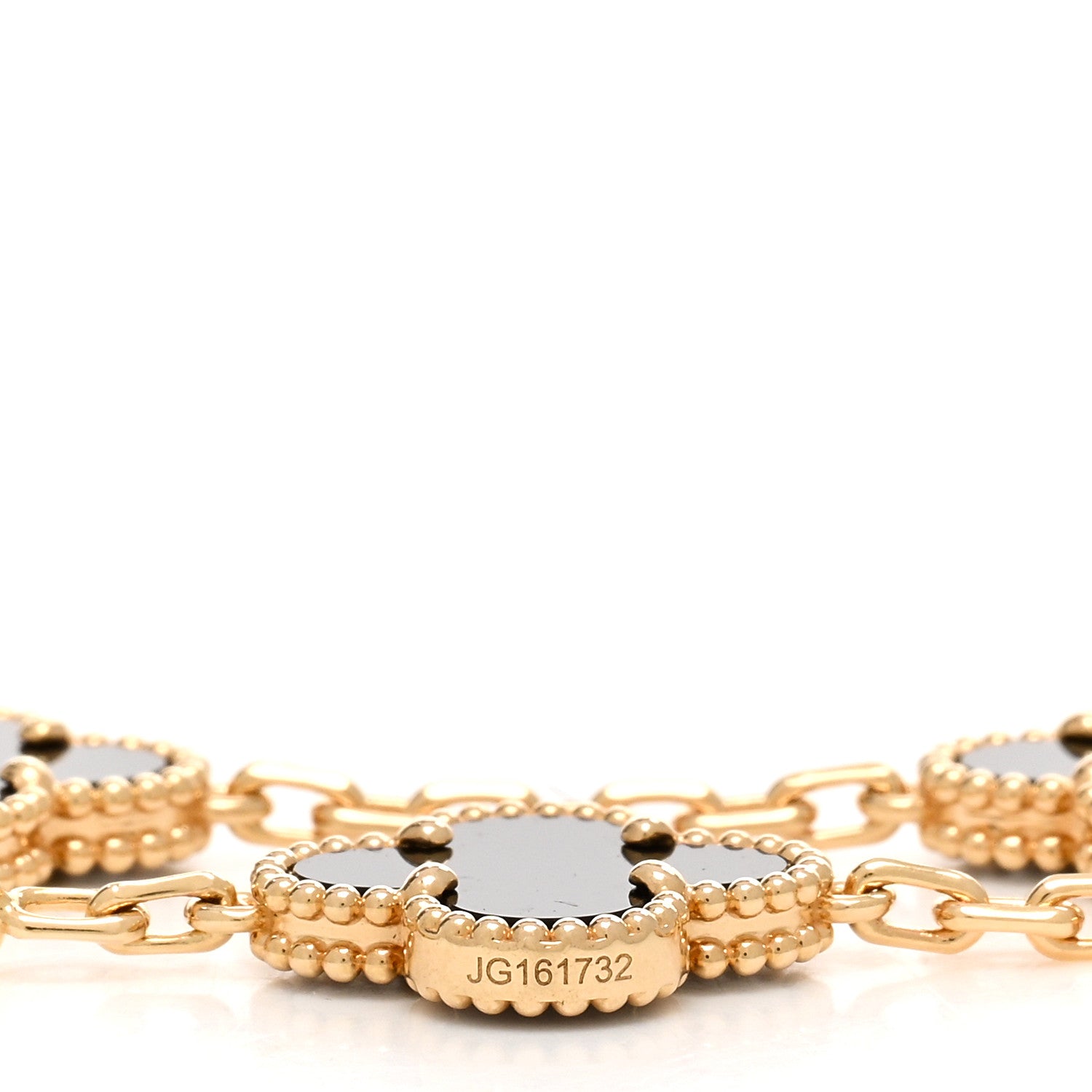 Van Cleef & Arpels 18K Yellow Gold Black Onyx 5 Motifs Vintage Alhambra Bracelet 4 of 5
