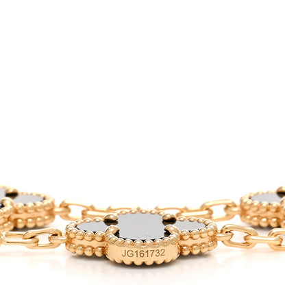 Van Cleef & Arpels 18K Yellow Gold Black Onyx 5 Motifs Vintage Alhambra Bracelet 4 of 5