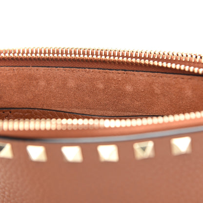 Valentino Garavani Pebbled Calfskin Rockstud Chain Pouch Shoulder Bag Bright Cognac 9 of 9