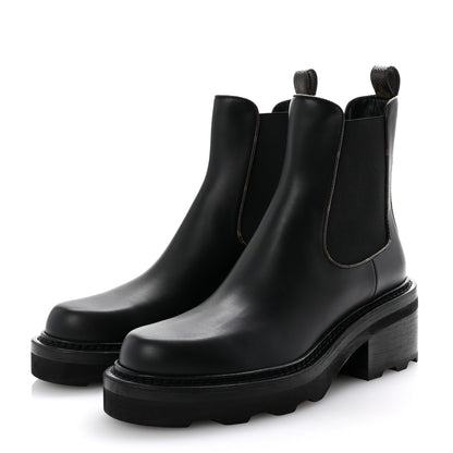 Louis Vuitton Calfskin Monogram Beaubourg Ankle Boots 38.5 Black 4 of 11